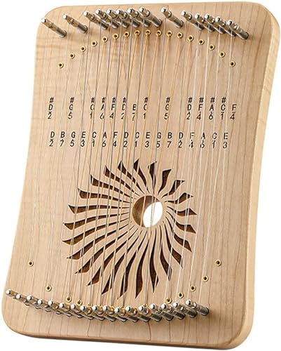Daumenklavier mit 31 Saiten, tragbare Leierharfe mit Stimmschlüssel, extra Saiten und Jutetasche, Musikinstrument aus Holz für Profis, C