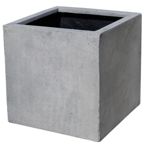 Pflanzkübel Blumenkübel Fiberglas Beton-Design grau quadratisch Block - 60x60x60 cm