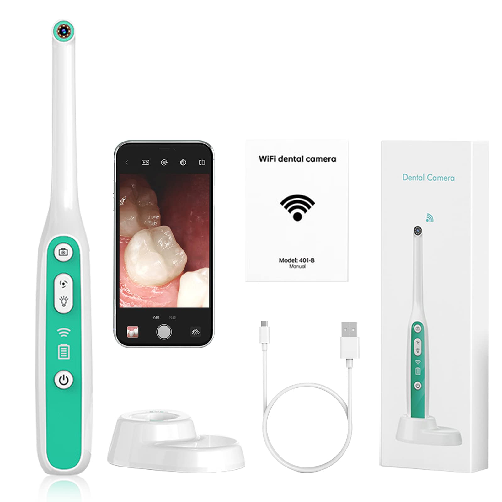 Drahtlose Intraoralkamera WiFi Inspektion Zahnarzt Spiegel Endoskopie, WiFi-Mundkamera mit LED-Licht zur oralen Inspektion von Personen und Haustieren