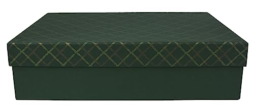 Emartbuy Handgefertigte Geschenkbox aus Baumwollpapier, kariert, grün, 38 x 27 x 10 cm (15 x 10,6 x 3,9 in)