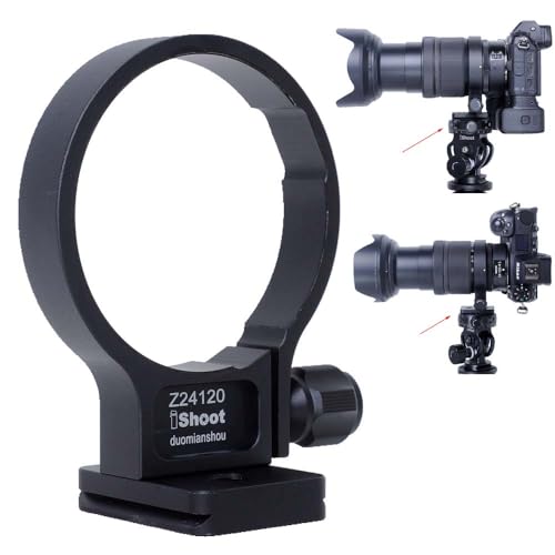iShoot Objektiv-Kragen-Stativ-Halterungsring, kompatibel mit Nikon Nikkor Z 24–120 mm f/4 S Objektiv, Objektivstütze, Halterung unten ist Arca-Swiss Fit Schnellwechselplatte Schwalbenschwanznut