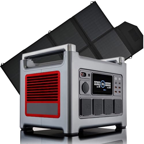 AgfaPhoto Powerstation PPS 1200 Pro 1.127Wh und Solarpanel SP21 | Tragbarer Stromspeicher 1.000W (2 kW Spitze) Portable Power Station mit Steckdose | Outdoor Solarladegerät | Sonnenlicht-Ladegerät