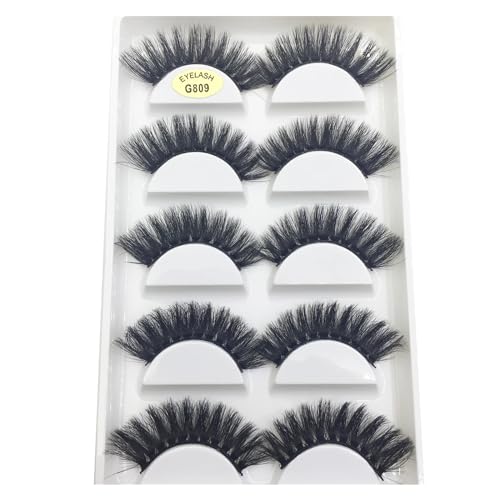 UAMOU 10/50 Boxen 5 Paar 3D Nerz Falsche Wimpern Weiche Wimpern Make-up Wimpern Faux Cils Cilios Maquiagem Cheerfully (Color : 5Pairs G809, Size : 10 Boxes 50 Pairs)