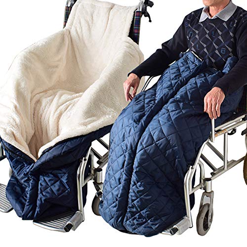 Winddichte Wärme Rollstuhldecke Beindecke | Rollstuhl Decke Fusssack Erwachsene | Schlupfsack für Rohlstuhlfahrer | Universelle Passform für Rollstühle (blau) (blau)