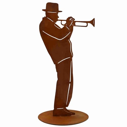 Rostkal Metall Trompeter Figur 40 cm Gartendeko Rost Skulptur Trompetenspieler