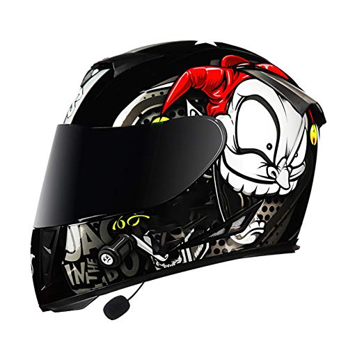 Bluetooth Klapphelm Fullface Helm Motorradhelm Integralhelm mit Doppelvisier Anti-Fog Visier Motorrad Roller, Damen und Herren, DOT Genehmigt