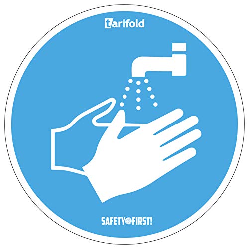 Tarifold 7999829 | Piktogramm Aufkleber"Händewaschen obligatorisch" | Ø250 mm | blau/weiß | glatte Oberflächen | High Performance Klebeband | 2 Stück pro Pack
