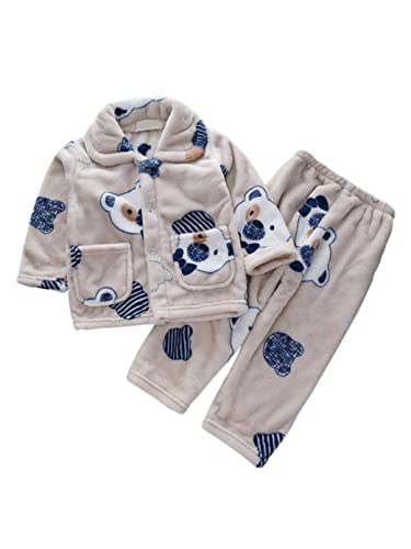 DEBAIJIA Baby Hauskleidung 0-12T Kleinkind Heimanzug Kinder Schlafanzüge Säugling Pyjama Junge Nachtwäsche Mädchen Flanell (Aprikose-18)
