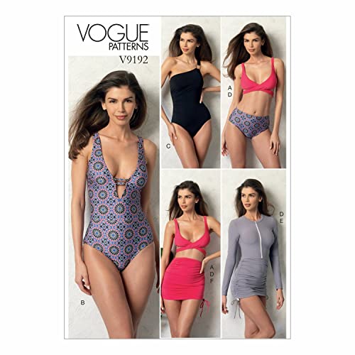 Vogue Patterns 9192A5 Vogue Muster 9192 A5, Damen, Oberteil, Badeanzug, Hose und Abdeckung, Größen 6–14, (6-8-10-12-14)
