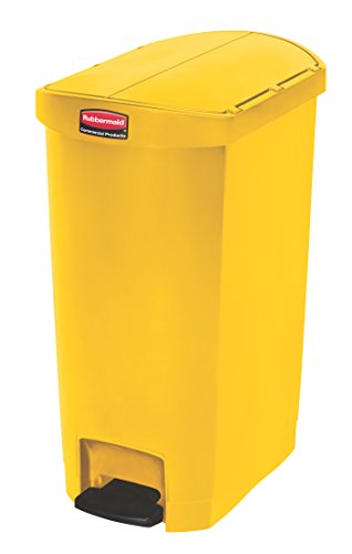 Rubbermaid Commercial Products Slim Jim 1883576 50 Litre End Step Step-On Resin Wastebasket - Yellow