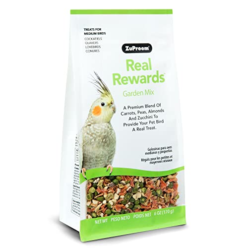 ZuPreem - Real Rewards Garden Mix Vogelfutter Leckerli Snacks | Belohnungsfutter für Unzertrennliche Nymphensittiche und andere Mittlere Ziervogelarten - 170 gr