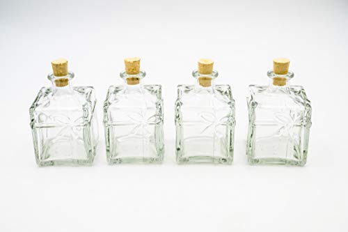 Flaschenbauer - 4 x Glasflaschen Korken: Geschenk Glasflaschen 350 ml verwendbar als Geschenkidee, Deko Flaschen oder kleine Flaschen zum Befüllen als Schnapsflaschen klein