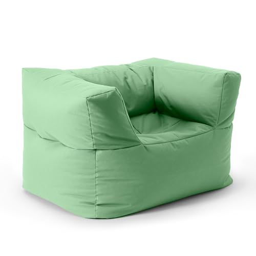 Lumaland Sitzsack-Lounge Modular Sessel | Einfach erweiterbares & leichtes Sofa | Waschbare & Wasserfeste Sitzmöbel für Innenräume & Garten | Indoor & Outdoor Sitz-Garnitur | 96x72x70 cm [Pastellgrün]