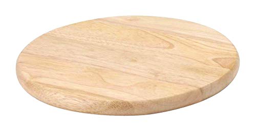 4 Stück Continenta Schneidebrett aus Gummibaumholz, universal einsetzbares Küchenbrett, Hackbrett, Gemüsebrett, rund, Größe: Ø 25 x 1,8 cm, Danto®-Set