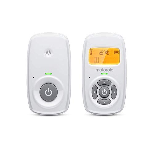 Motorola Baby MBP24 Audio Baby Monitor mit Raumtemperaturanzeige, hochempfindliches Mikrofon und Zwei-Wege-Talk, weiß