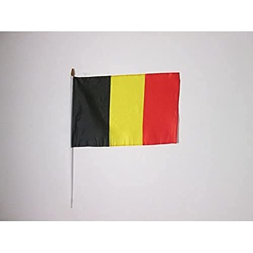AZ FLAG STOCKFLAGGE Belgien 45x30cm mit mast - 10 stück BELGISCHE STOCKFAHNE 30 x 45 cm - flaggen