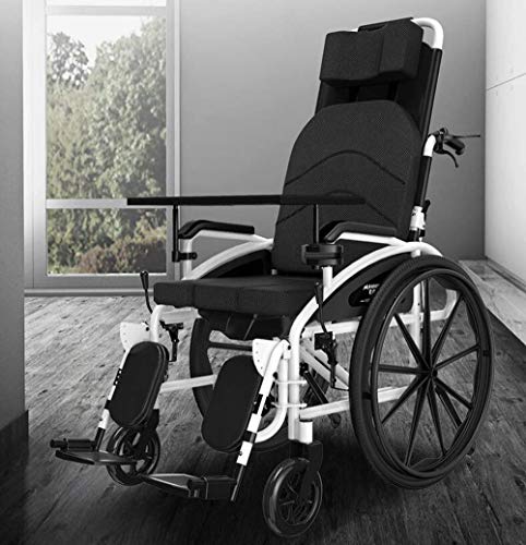 Rollstuhl, zusammenklappbare Rollstühle, 24 kg, Transport, Heben, Beinsteuerung, Rückenlehne, Sitz halb liegend, 150 kg, tragend, 47 x 40 cm, abnehmbarer Sitz,