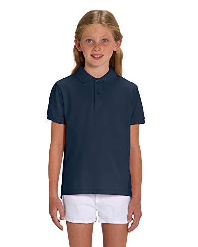 Hilltop Hochwertiges Kinder Poloshirt aus 100% Bio-Baumwolle für Mädchen und Jungen. Eignet sich hervorragend zum bedrucken. (z.B.: mit Transfer-Folien/Textilfolien), 122/128, French Navy