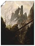 ARTland Poster Kunstdruck Wandposter Bild ohne Rahmen 30x40 cm Natur Gestein Bäume Nebel Felsenschlucht 1822/23 Romantik Caspar David Friedrich B4CB