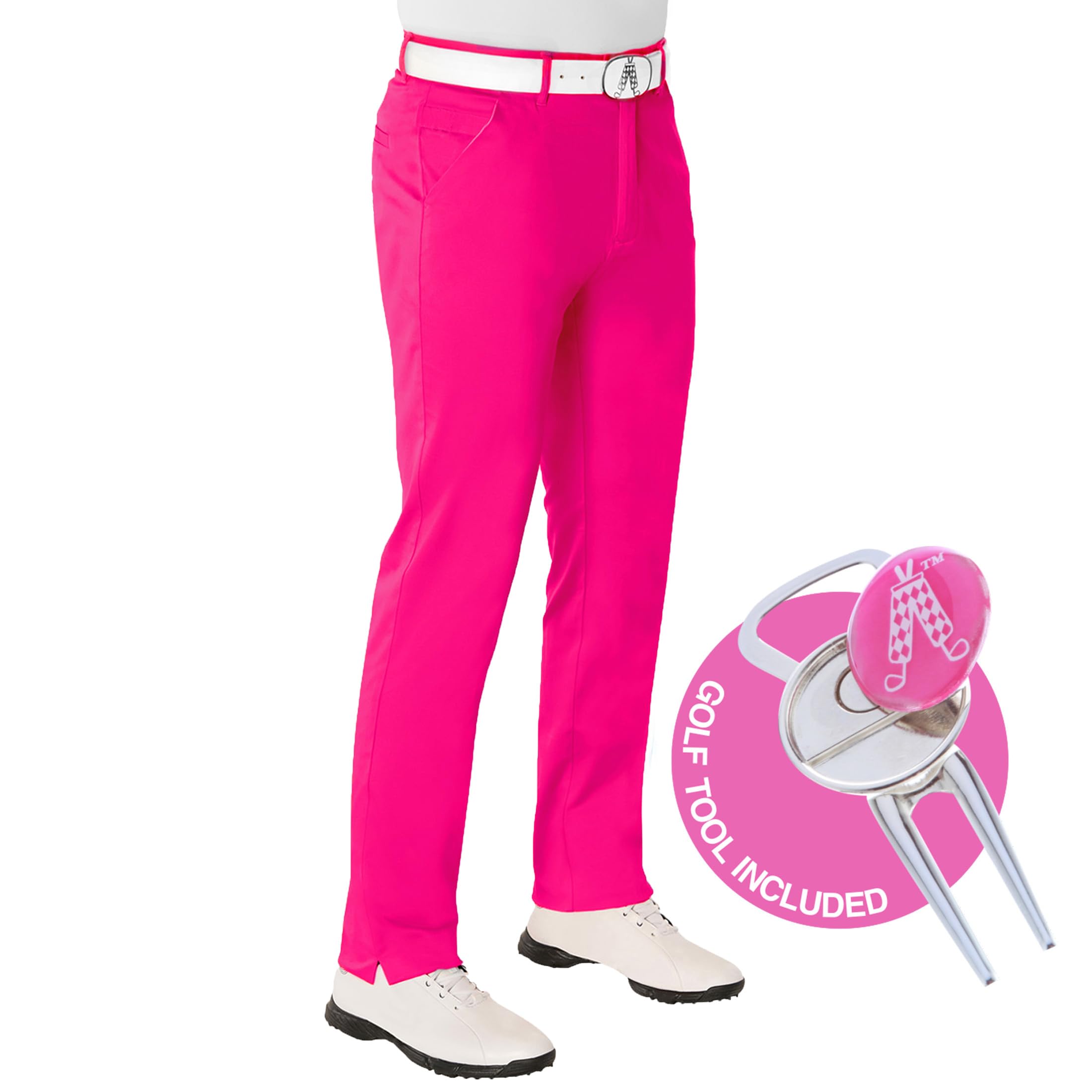 ROYAL & AWESOME HERREN-GOLFHOSE, Rosa (Pink Ticket), W36/L32