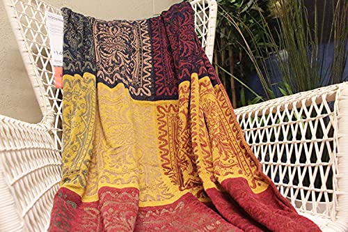 Bohème-Brise doppelseitige Jacquard-Decke für Sofa, Stuhl, Bett, Dekoration, buntes Tribe-Muster, 150 x 190 cm