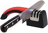 HSWYJJPFB Messerschärfer Profi Messerschleifer 3 in 1 langlebig, rot, geeignet für Haushalt, Reparatur, Hilft bei der Reparatur und Wiederherstellung von Klingen, für gerade und gezackte Messer Kni