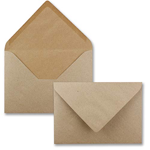 1000x Briefumschläge B6 - 17,6 x 12,5 cm - Kraftpapier - Nassklebung mit spitzer Klappe - 120 g/m² - Für Hochzeit, Gruß-Karten, Einladungen