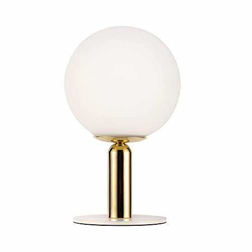 Pauleen 48230 Splendid Pearl Tischleuchte max. 20 Watt Weiß, Gold Nachttischlampe im Glamour Look aus Glas, Metall G9