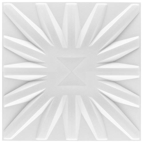 HEXIM 3D Wandpaneele, XPS Styropor weiß - 50x50cm Paneele Wandverkleidung (10qm Sun) Wanddeko Gaming Wohnzimmer Schlafzimmer Wandgestaltung