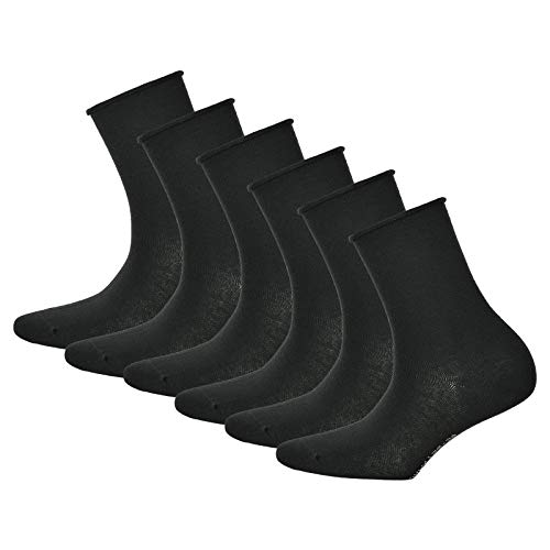 Hudson 6 Paar Damen Socken - Only, Strumpf, Rollrand, Einfarbig (3x 2-Pack) (Schwarz (0005), 35-38 (6 Paar))