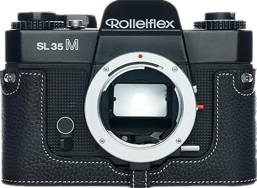 Zakao Schutzhülle für Rolleiflex SL35M, handgefertigt, echtes Leder, Halbkameratasche für Rolleiflex SL35M Filmkamera, mit Handschlaufe, Schwarz