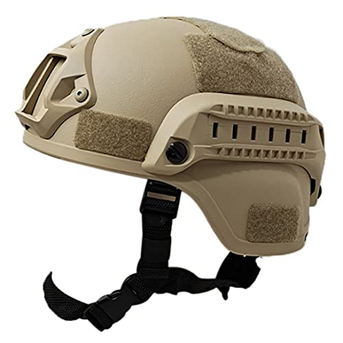 MaylFre Airsoft-Helm im Freien einstellbar gepolsterter taktischer Helm mit NVG-Halterung und Seitenschiene für Airsoft Paintball-Jagdschießen (Sand)