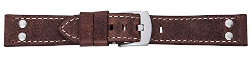 Eichmüller 22mm Leder Armband braun mit Edelstahl Dornschließe und Nieten
