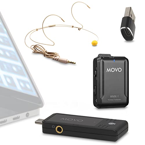Movo WMX-1-UH USB-C Wireless Headset Mikrofon USB Wireless Headset Mikrofon für Computer, Smartphones und Tablets