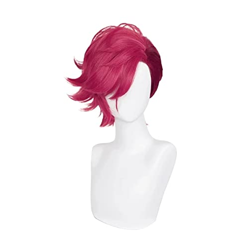 Game Arcane Vi Cosplay Wig VI 30cm Deep Rose Short Heat Resistant Synthetic Hair Woman And Man Role Play Wigs