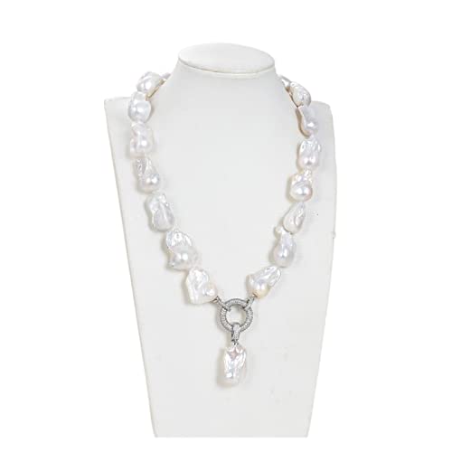 Schmuck 20 Zoll Natural White Keshi Barock Perlenkette Anhänger Classic for Frauen erfüllen Mode-Accessoires