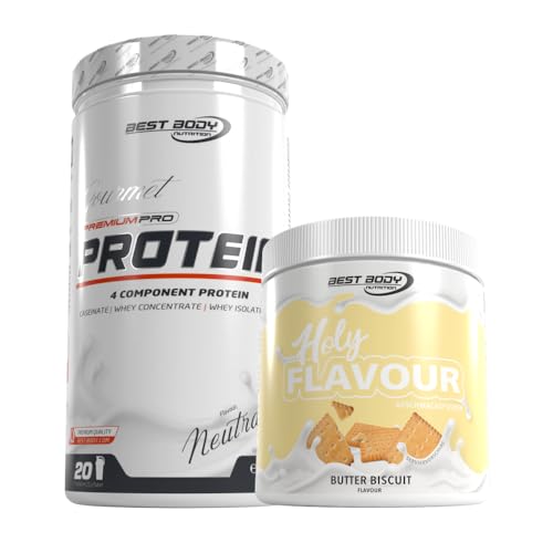 500g Best Body Nutrition Mehrkomponenten Gourmet Protein Pulver Neutral + 250g Holy Flavour (Butter Biscuit)