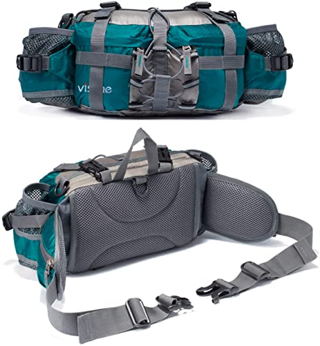 VISCNE Outdoor-Gürteltasche für Wandern, Angeln, Hüfttasche, 2 Wasserflaschenhalter, Lendenwirbelsäule (grün)