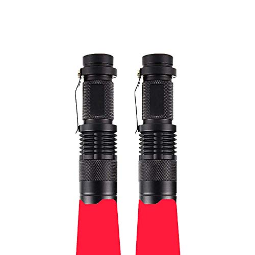 Rotlicht Taschenlampe, WESLITE Mini Rot Taschenlampen Rote Signallampe mit Clip Rote LED Taschenlampen Zoombare Rotlichtlampe 3 Modi für Stargazing Nachtsicht Astronomie Camping (2er Pack)