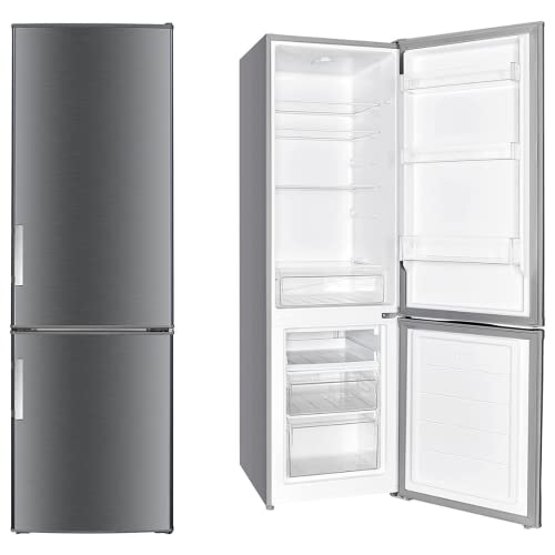 WOLKENSTEIN Kühl-Gefrierkombination WKG188EIX-M | INOX-Design| Nutzinhalt 262L l 4**** Gefrierfach l Höhe 180cm l Breite 55cm l Kühlteil 191L l Gefrierteil 71L l 168 kWh l 40dB l LED Beleuchtung