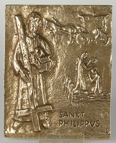 Bronze Relief Heiliger Philippus - Philipp, 13x10 cm