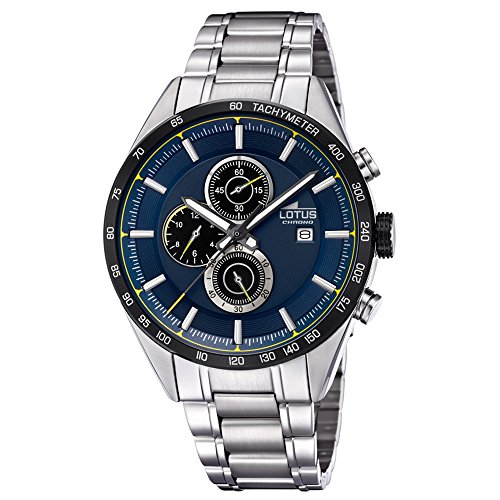 Lotus Herren-Armbanduhr Chronograph Khrono Sport mit Edelstahl-Armband silber Quarz-Uhr UL18369/2