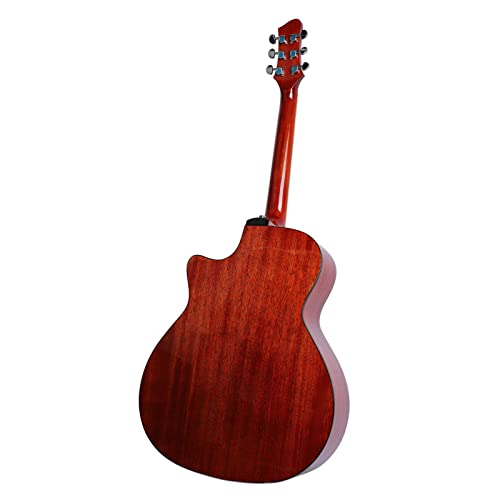 Akustische Gitarre, einfach zu spielende Folk-Gitarre, Anfänger-Starterpaket, starke Durchschlagskraft, verbessertes Spiegel-Indisches Palisanderholz für Anfänger(Sonnenuntergangsfarbe)