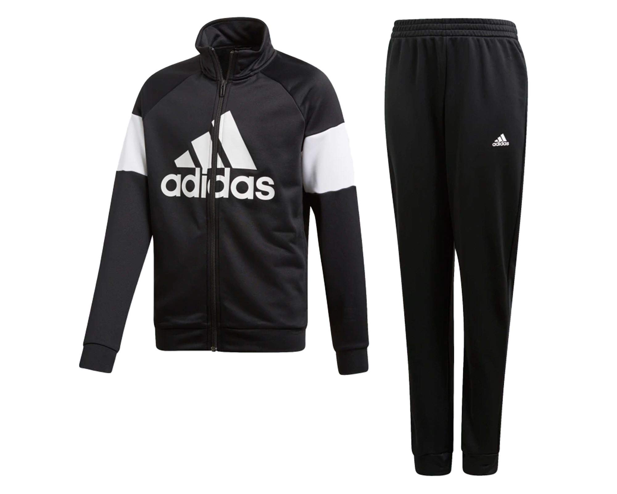 adidas Jungen Badge of Sport Trainingsanzug, Top:Black Bottom:Black/White, 176