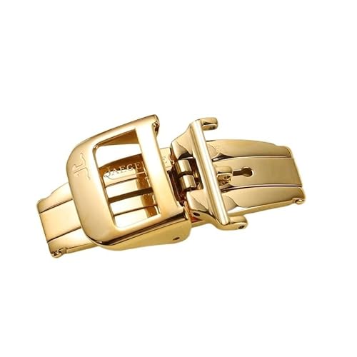 BUNIQ Uhrenverschluss,Ersatzschnalle Aus Edelstahl 14/16/18 mm silberne Faltschließe for Verschlussuhr, Faltschließe, Lederarmband (Color : Gold, Size : 16mm)
