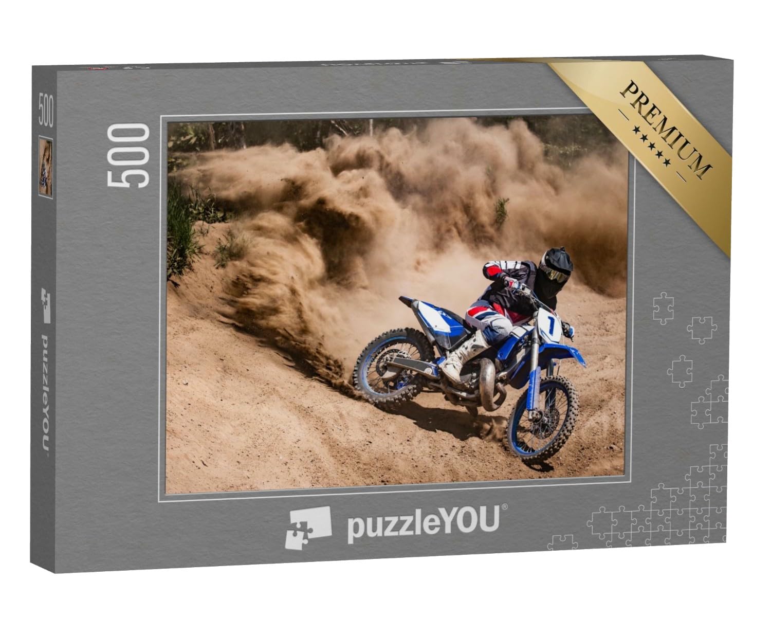 puzzleYOU: Puzzle 500 Teile „Motocross-Fahrer beim Drift durch Sand“ – aus der Puzzle-Kollektion Sport, Menschen