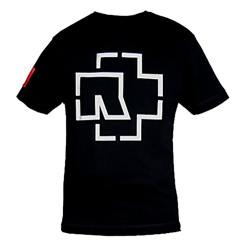 Rammstein Herren T-Shirt Logo Offizielles Band Merchandise Fan Shirt schwarz mit mehrfarbigem Front und Seiten Print (M, Schwarz)