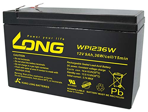 Kung Long Blei Akku 12V 9Ah WP1236W hochstrom Bleigel AGM, kompatibel MP1236H, NPW45-12, HR1234WF2, UP-RW1245P1