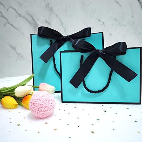 Pretty Pink Gift Bag Gift Box Ornament Pyjama Book Black Handle With Ribbon Paper Box Bag Kraft Packaging-Green,10pcs,23x18x10cm