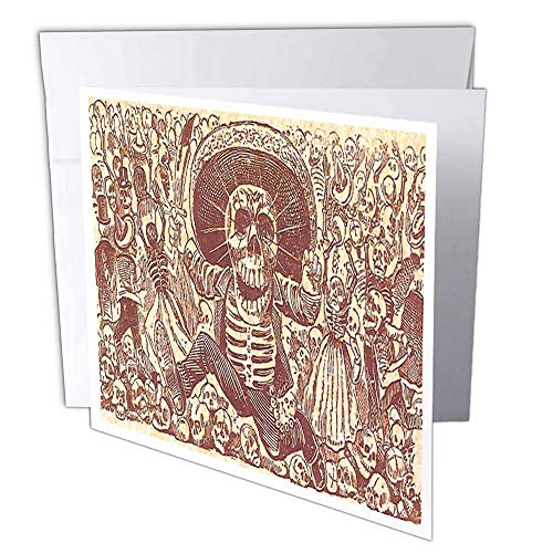 3dRose gc_6035_2 15,2 x 15,2 cm "Vintage Halloween Skelett Party" Grußkarte (12 Stück)